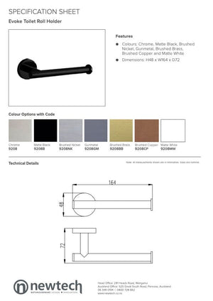 Newtech Toilet Roll Holder Newtech Evoke Toilet Roll Holder | Brushed Copper