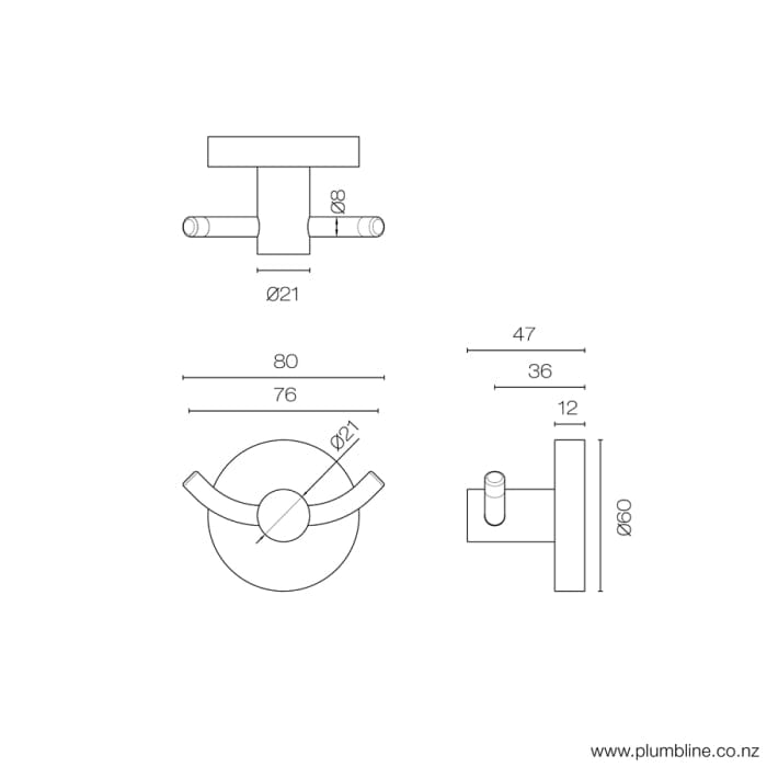 Progetto Robe Hook Eco Style Double Robe Hook | Chrome
