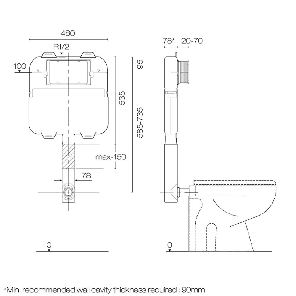 Plumbline Cistern Speedo S20 Slim Inwall Cistern