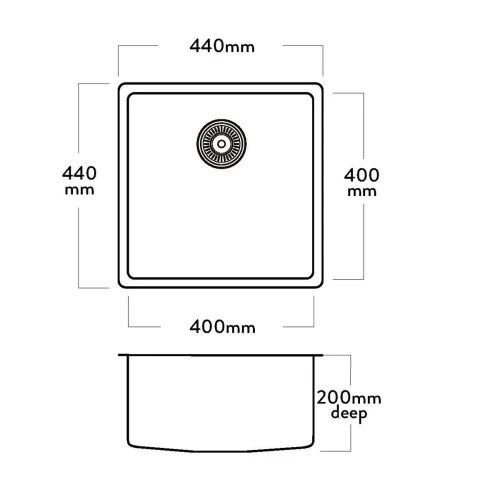 Acero Stainless Steel Sink Mercer Pressato 400 Single Sink
