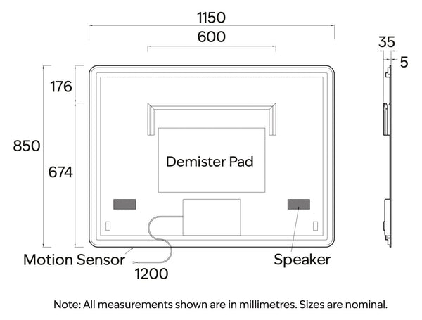 Code Interiors Euro Rectangle LED Mirror | 1150W x 850H - The Bathroom Shop