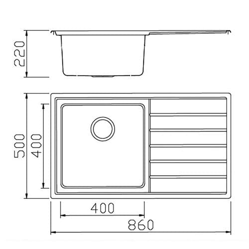 Burns & Ferrall Kitchen Sink Burns & Ferrall Classic Linea 400 Single Sink with Right Drainer