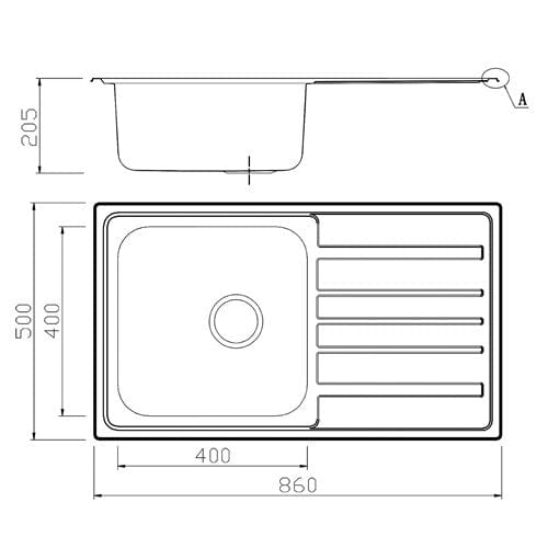 Burns & Ferrall Kitchen Sink Burns & Ferrall Omega 400 Single Sink with Drainer