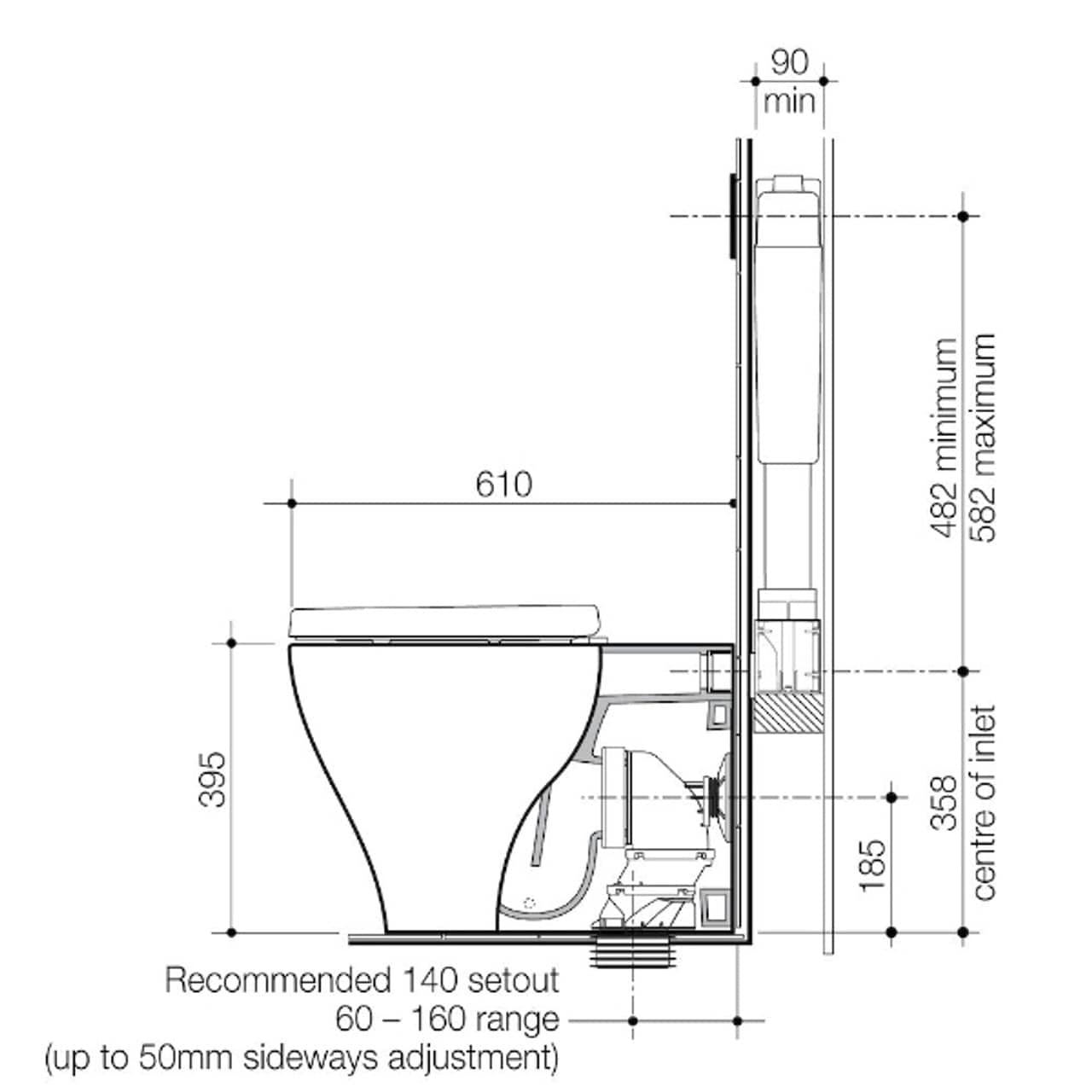 Caroma Toilet Suite Caroma Luna Cleanflush Invisi Series II Wall Faced Toilet Suite