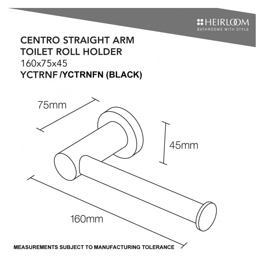 Heirloom Toilet Roll Holder Heirloom Centro Nero Toilet Roll Holder | Black