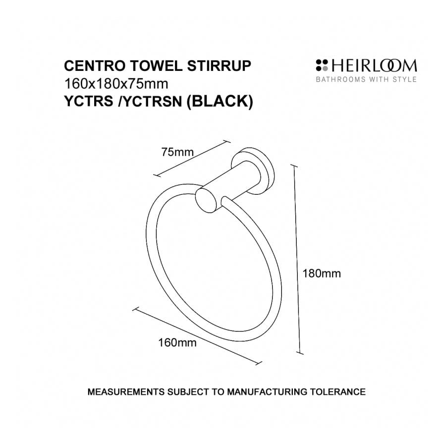 Heirloom Hand Towel Rail Heirloom Centro Nero Towel Stirrup | Black