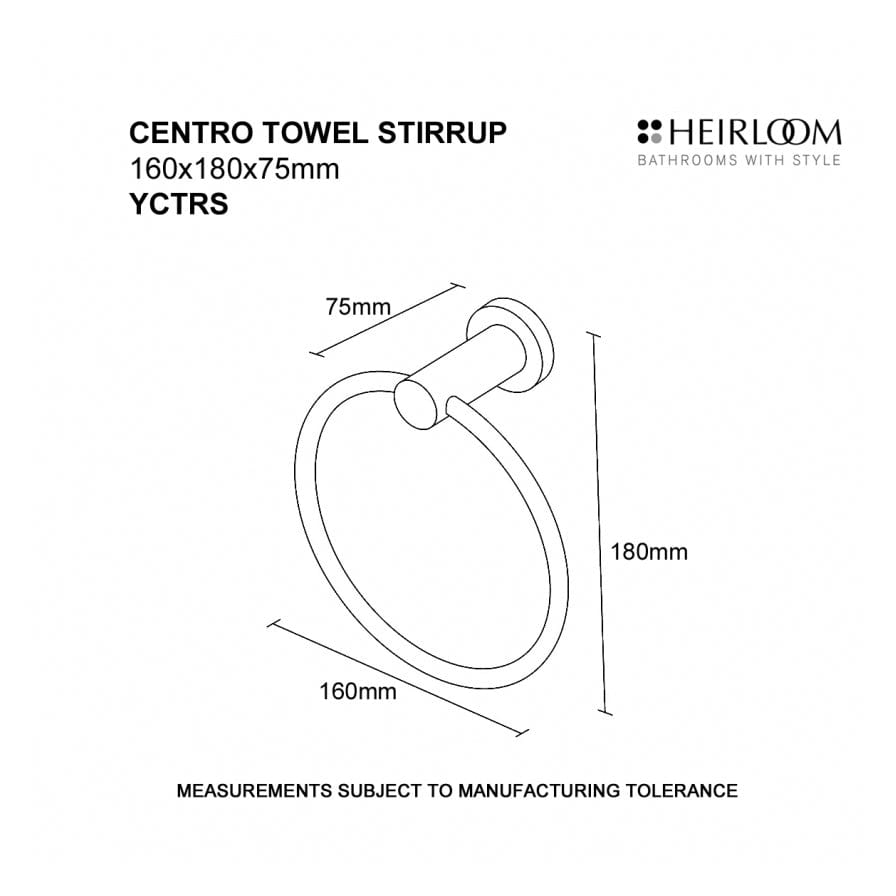 Heirloom Hand Towel Rail Heirloom Centro Towel Stirrup | Chrome