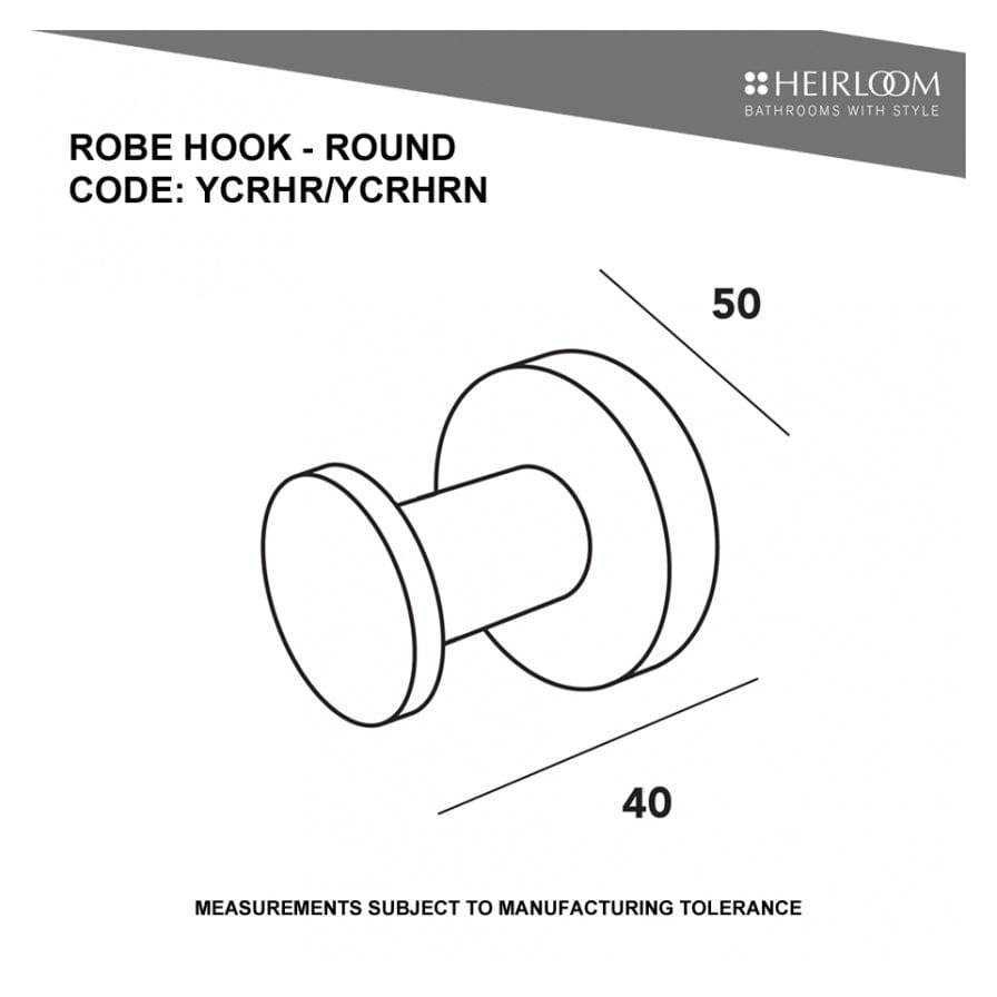 Heirloom Robe Hook Heirloom Centro Nero Robe Hook | Black