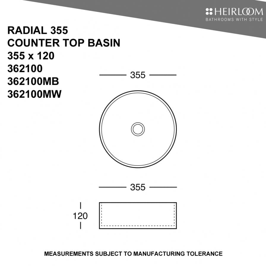 Heirloom Basin Heirloom Radial 355 Vessel Basin | Grey
