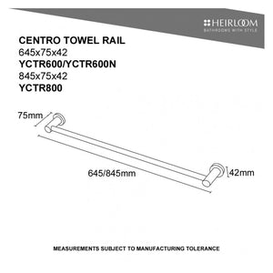 Heirloom Towel Rail Heirloom Centro Single Towel Rail 645mm | Chrome