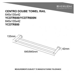 Heirloom Towel Rail Heirloom Centro Double Towel Rail 645mm | Chrome