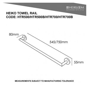 Heirloom Towel Rail Heirloom Heiko Single Towel Rail 545mm | Polished Stainless