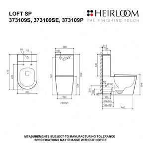 Heirloom Toilets Heirloom Loft SP Wall Faced Toilet Suite S Pan