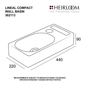 Heirloom Heirloom Lineal Compact Wall Basin
