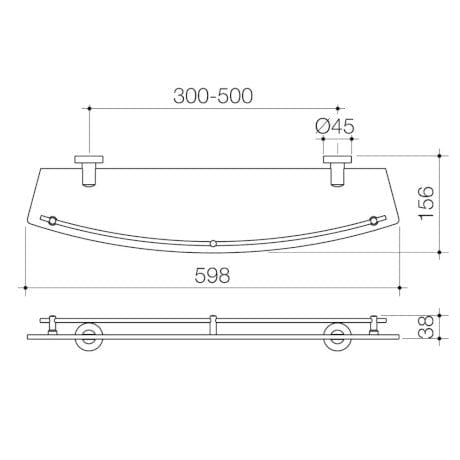 Caroma Bathroom Accessories Caroma Cosmo Metal Glass Shelf | Chrome