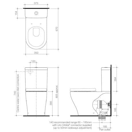 Caroma Toilet Suite Caroma Luna Wall Faced Toilet Suite Bottom Inlet