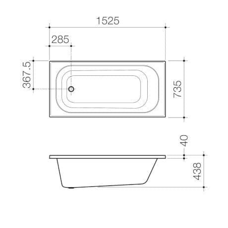 Caroma Bath Caroma Luna 1525 | Inset Bath with Tile Flange