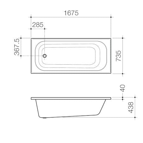 Caroma Bath Caroma Luna 1675 Inset Bath with Tile Flange