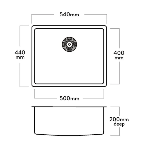 Acero Stainless Steel Sink Mercer Pressato 500 Single Sink