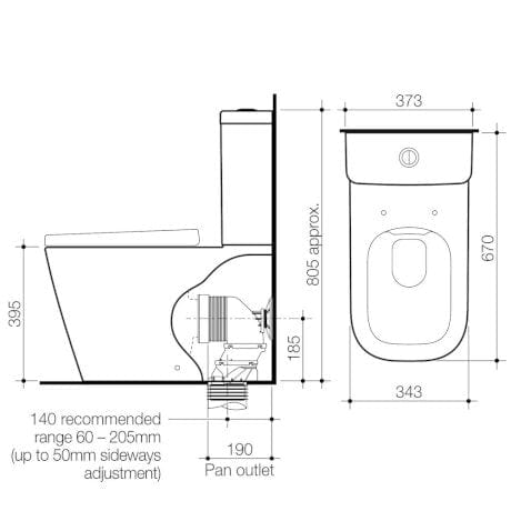 Caroma Toilet Suite Caroma Luna Cleanflush Square Wall Faced Toilet Suite Back Entry