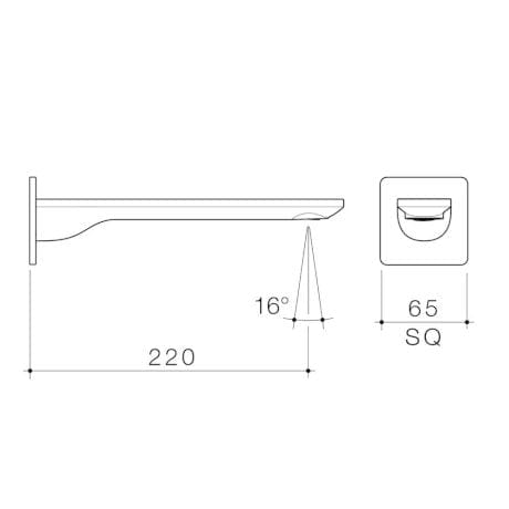 Caroma Spout Caroma Urbane II Square Basin/Bath Spout 220mm | Brushed Brass