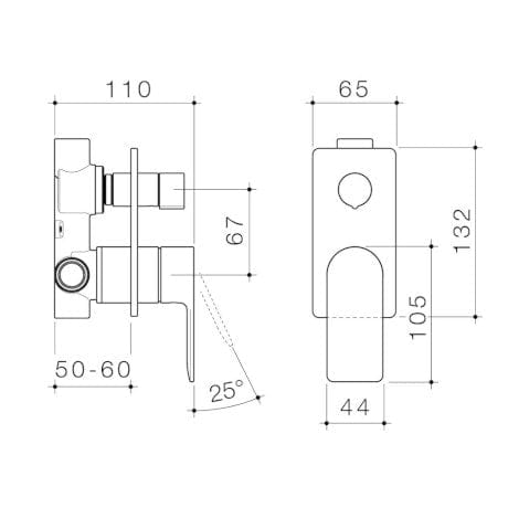 Caroma Shower Mixer Caroma Urbane II Rectangular Shower Mixer with Diverter | Brushed Nickel