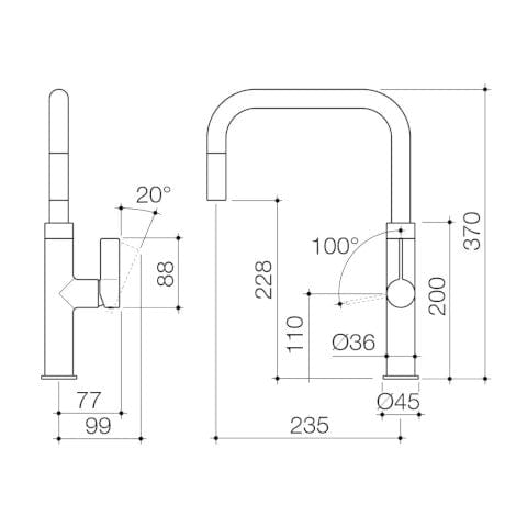 Caroma Kitchen Tap Caroma Urbane II Pull Out Sink Mixer | Brushed Brass
