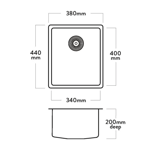 Acero Stainless Steel Sink Mercer Pressato 340 Single Sink