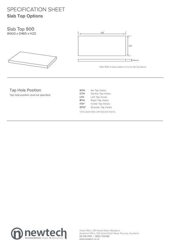 Newtech Newtech Skye Single Tier 900mm | 1 Drawer Wall Vanity