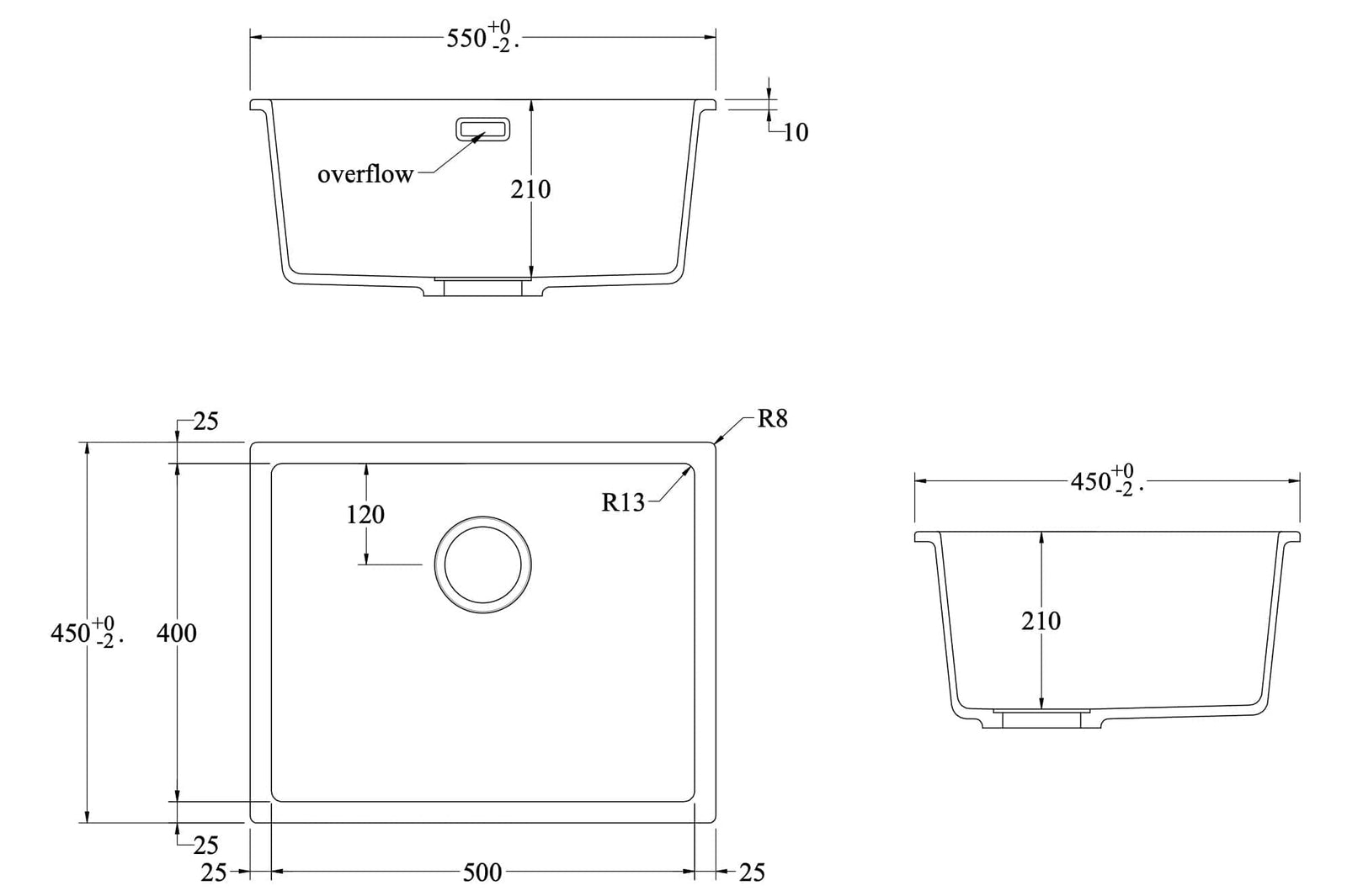 Elite Granite Sink Code Aura 500 x 400 Single Sink | Matte White