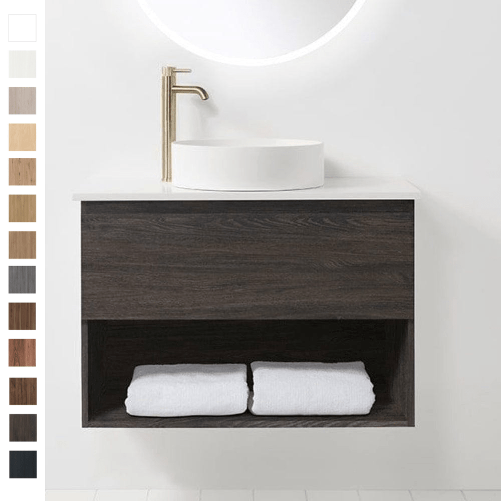 Bath Co Vanity VCBC Soft Solid Surface 900 Wall Vanity | 1 Basin, 1 Drawer + Shelf