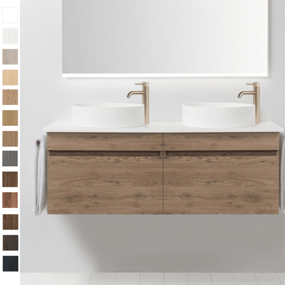 Bath Co Vanity VCBC Soft Solid Surface 1300 Wall Vanity | 2 Basins + 2 Drawers
