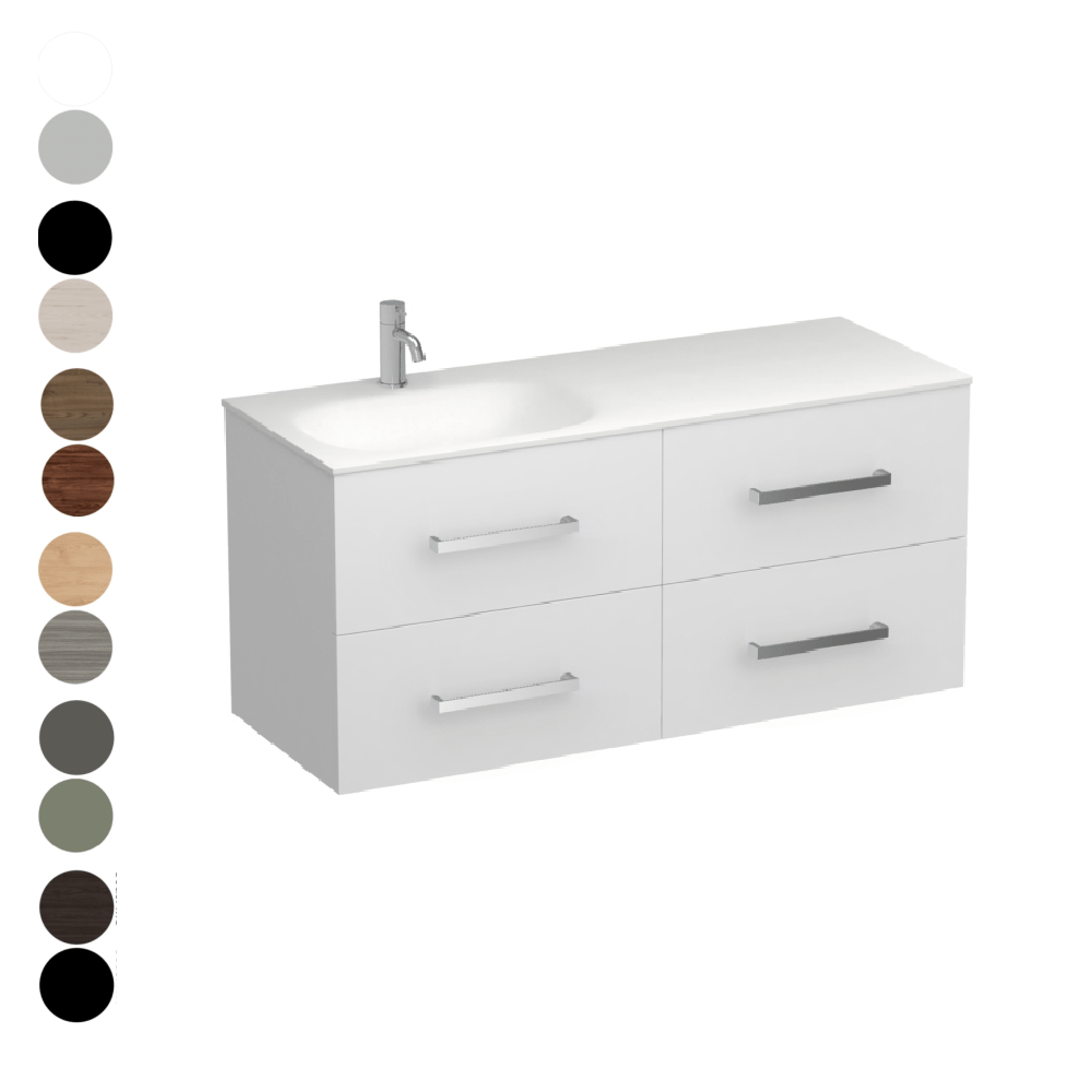The Bathroom Shop Vanity Reflex Spio 1200 4 Drawer Vanity Left Basin
