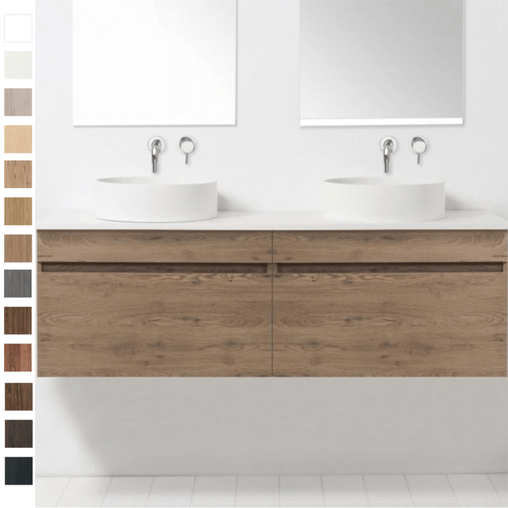Bath Co Vanity VCBC Soft Solid Surface 1550 Wall Vanity | 2 Basins + 2 Drawers