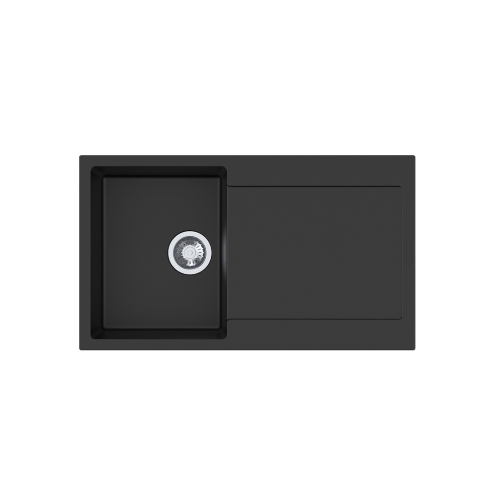 Cabro Granite Sink Sergio Granite 347 Single Sink with Drainer | Black