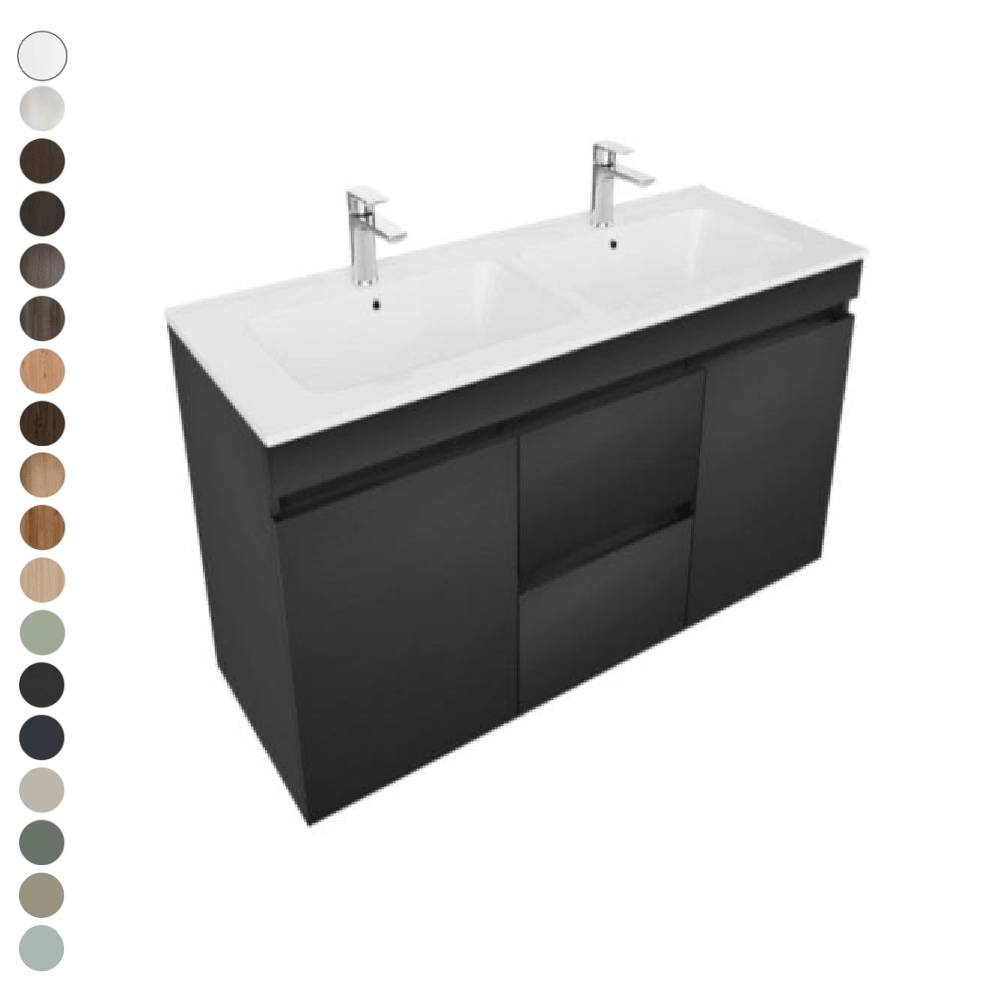Newtech Newtech Lexa 1200mm | 2 Door 2 Drawer Double Basin Wall Hung Vanity