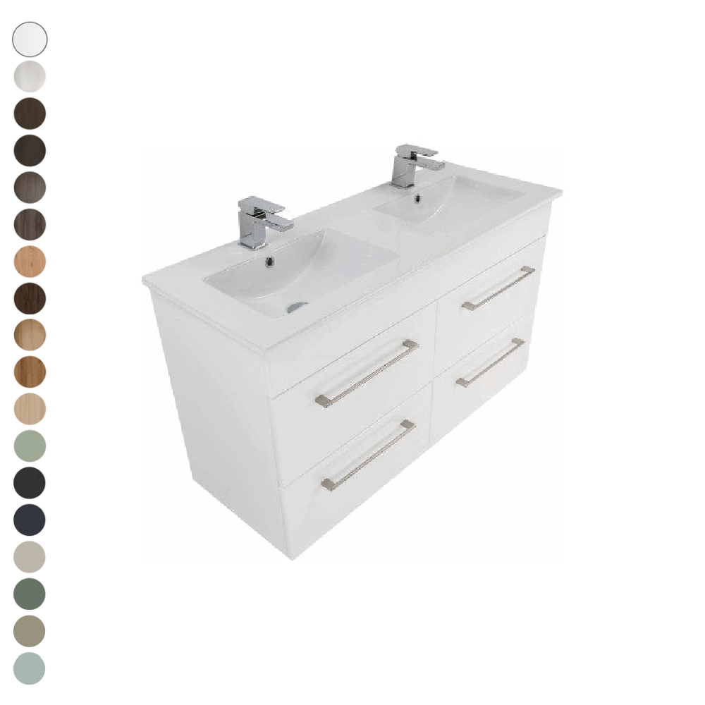 Newtech Newtech Citi Double Tier 1200mm | Double Basin 4 Drawer Wall Vanity