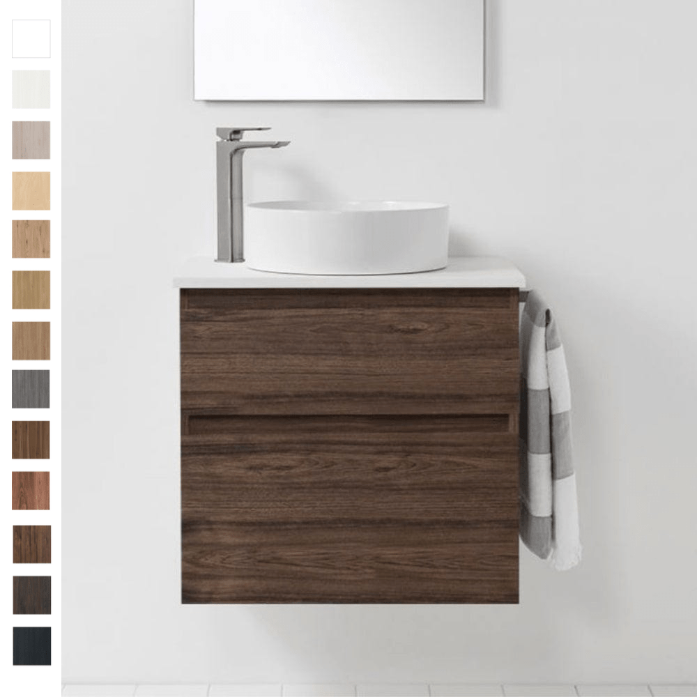 Bath Co Vanity VCBC Soft Solid Surface 650 Wall Vanity | 1 Basin + 2 Drawers