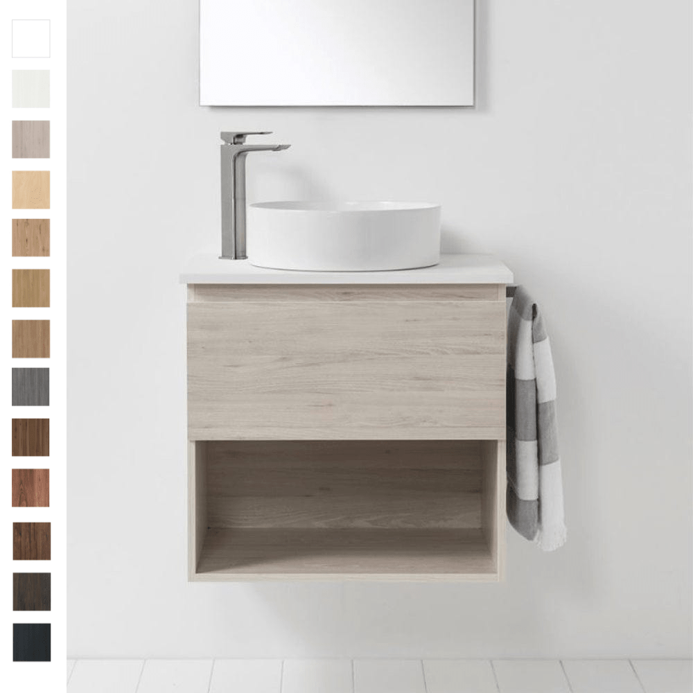 Bath Co Vanity VCBC Soft Solid Surface 650 Wall Vanity | 1 Basin, 1 Drawer+ Shelf