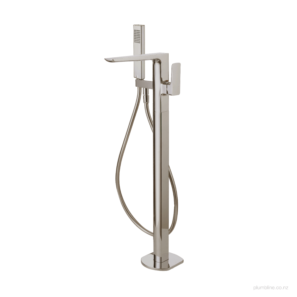 Plumbline Bath Tap Como Floor Mount Bath Filler with Hand Shower | Brushed Nickel