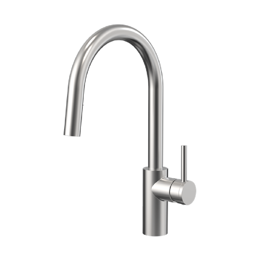 Newtech shower Evoke Gooseneck Pull Out Sink Mixer | Brushed Nickel