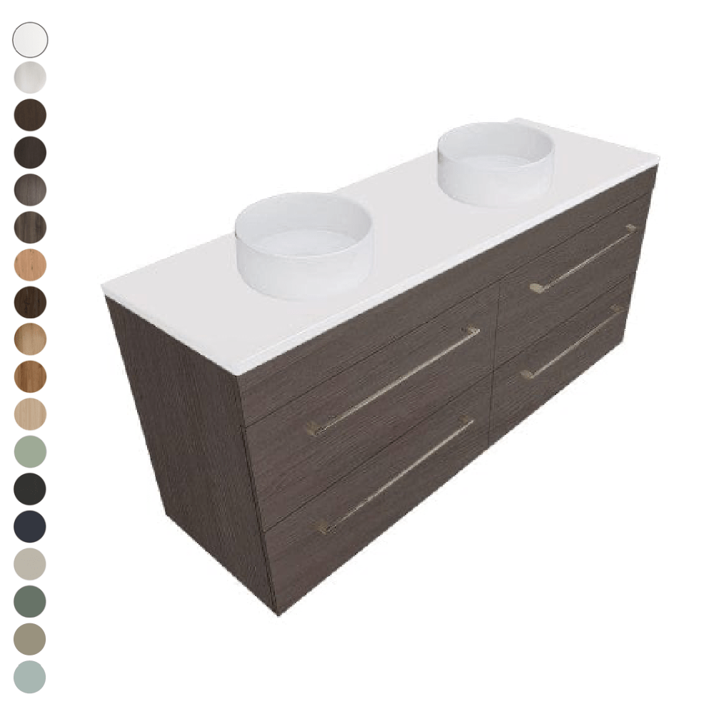 Newtech Newtech Skye Double Tier 1500mm | 4 Drawer Double Basin Wall