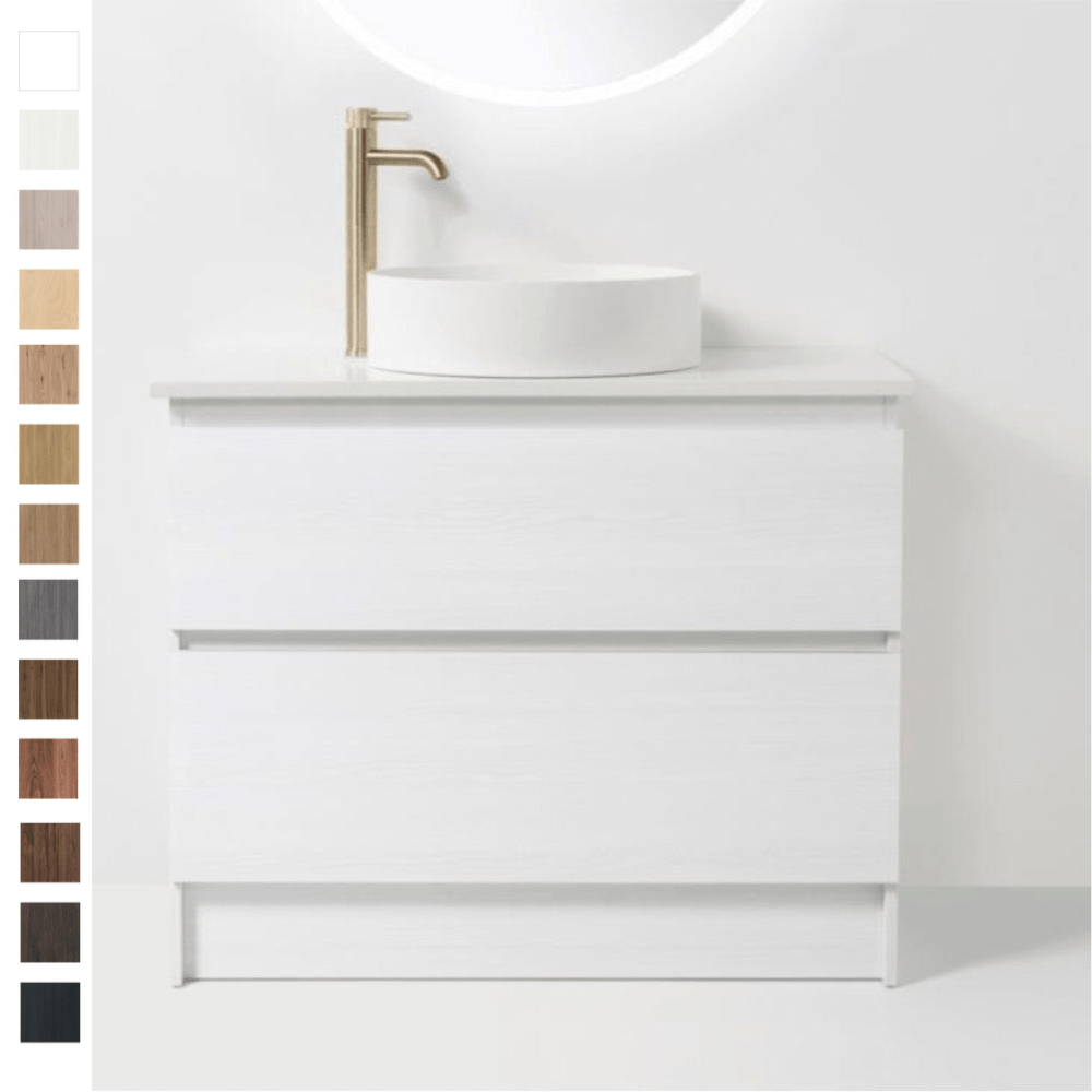 Bath Co Vanity VCBC Soft Solid Surface 900 Floor Vanity | 1 Basin + 2 Drawers