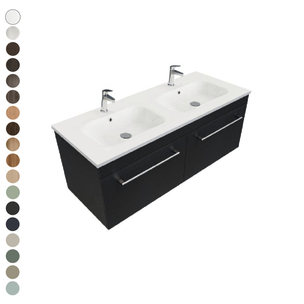 Newtech Newtech Citi 1200mm | 2 Drawer Double Basin Wall Vanity