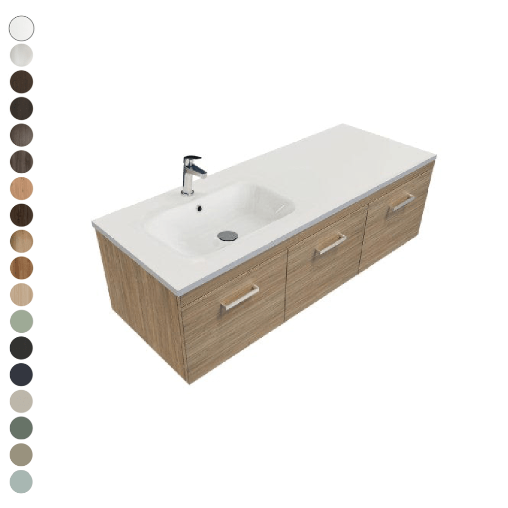 Newtech Newtech Qube 1200mm | 2 Door 1 Drawer Left Offset Basin Wall Vanity