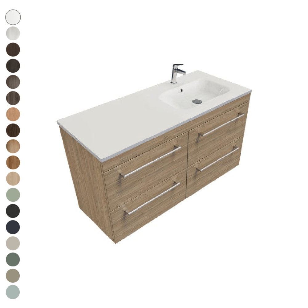 Newtech Newtech Citi Double Tier 1200mm | Right Offset Basin 4 Drawer Wall Vanity