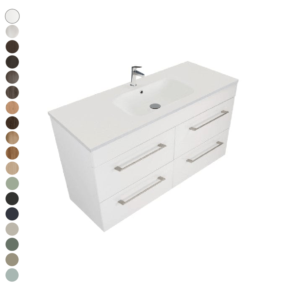 Newtech Newtech Citi Double Tier 1200mm | Single Basin 4 Drawer Wall Vanity