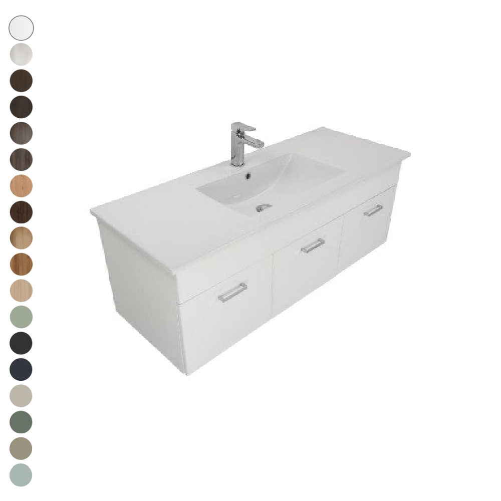 Newtech Newtech Qube 1200mm | 2 Door 1 Drawer Single Basin Wall Vanity