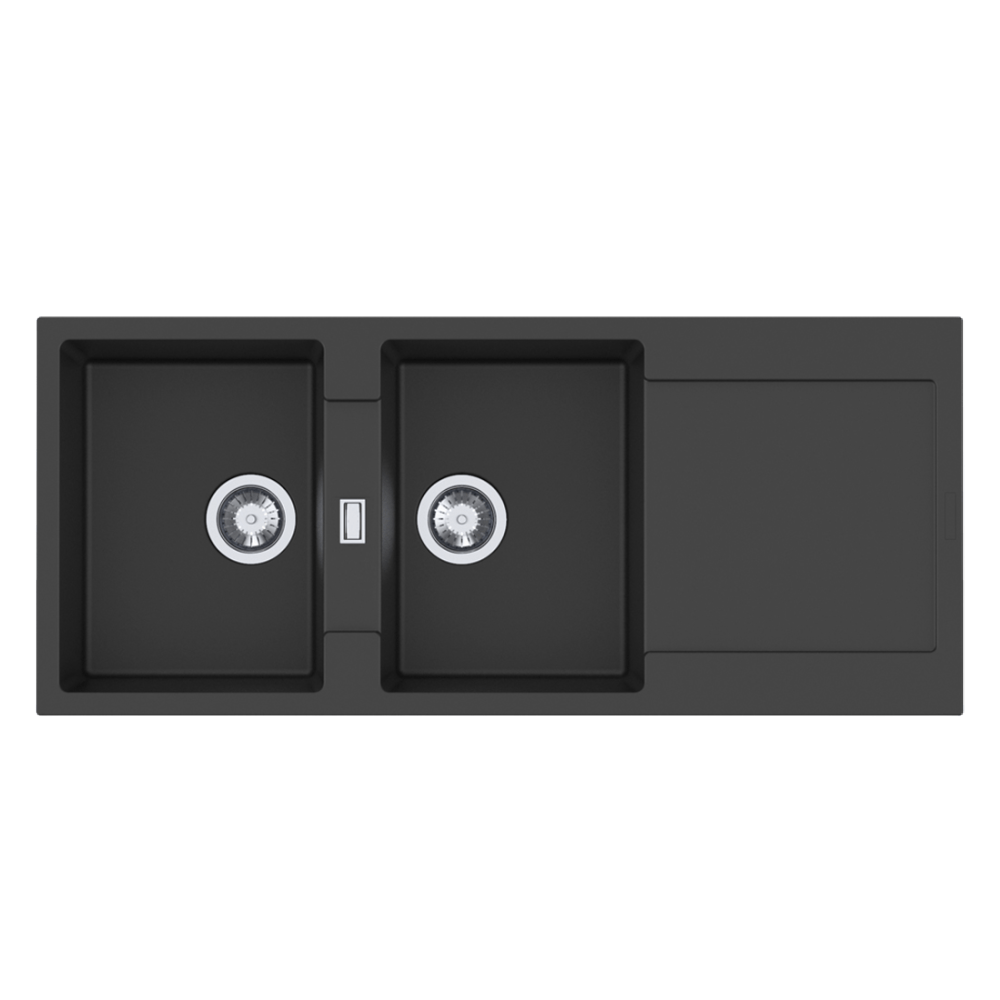 Cabro Granite Sink Sergio Granite 330/330 Double Sink with Drainer | Black