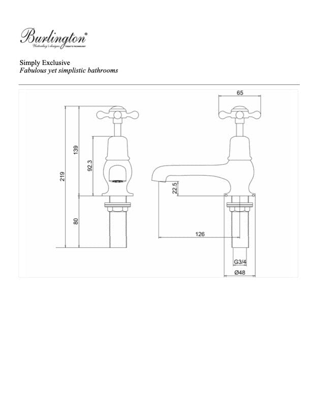Burlington Bath Tap Burlington Claremont Bath Taps | Chrome